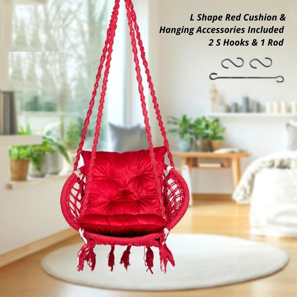 Round Cotton Home Swing for Adults & Kids/Hammock Hanging Swing Chair for Balcony, Indoor & Outdoor/Capacity 120 Kgs