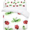 Ladybug Comforter Cover Set Ladybug On Green Leaf Duvet Cover Wild Wildlife Theme Microfiber Bedding Set 3pcs for Kids Teens