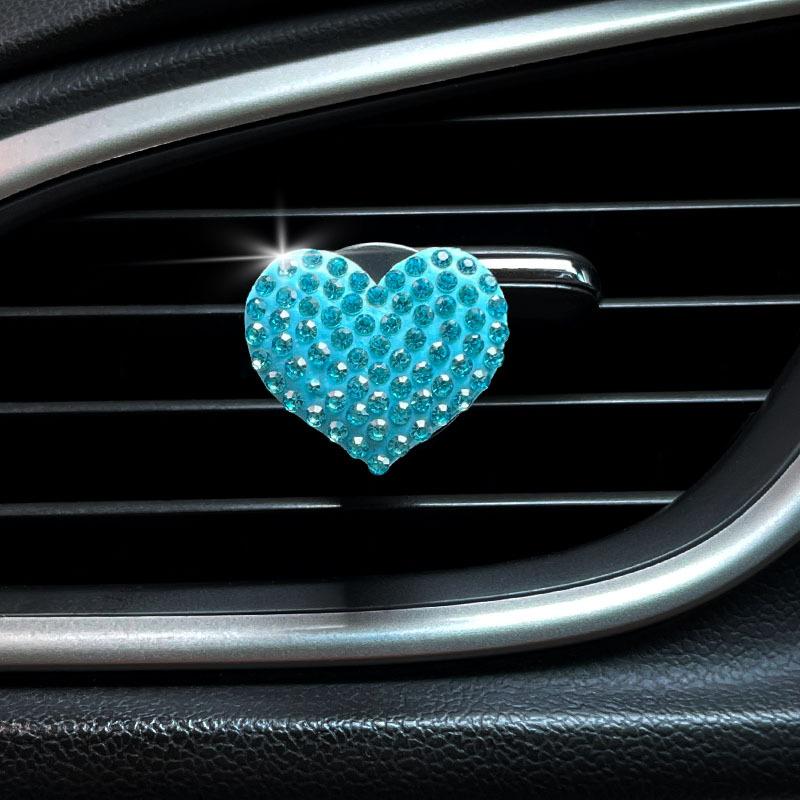 Heart-shaped Car Air Outlet Clip Creative Rhinestone Car Air Conditioning Air Outlet Perfume Decoration Clip Car Accessories