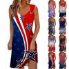 Женские летние повседневные свободные пляжные платья без рукавов с принтом на День независимости и круглым вырезом