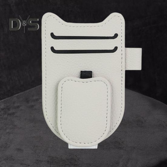 Универсальный зажим для козырька, многофункциональный автомобильный органайзер для солнцезащитных очков, магнитный держатель из искусственной кожи для большинства транспортных средств