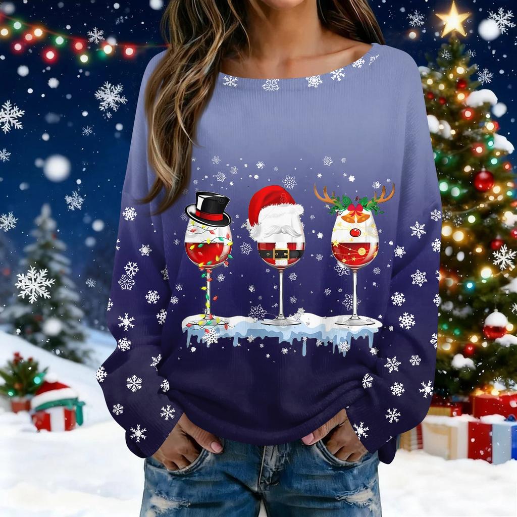 Christmas Sweatshirts For Women Knit Sweater Cute Shirt Fall Crewneck Pullover Tops