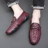 Genuine Leather Mens Loafers New Slip On Driving Shoes Crocodile Pattern Casual Business Shoes Moccasins Driving Zapatos Hombre
