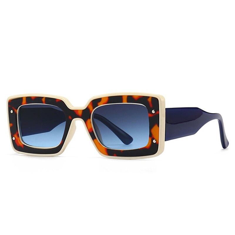 SO & EI ретро квадратные женские роскошные солнцезащитные очки брендовые дизайнерские модные двойные цветные оттенки UV400 мужские винтажные солнцезащитные очки с заклепками