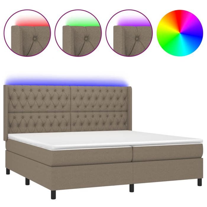 Maison Exclusive - Sommier à lattes de lit matelas et LED Taupe 200x200 cm Tissu