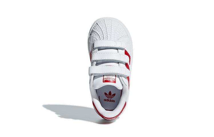 adidas Оригинальные SUPERSTAR CF Синтетическая кожа Удобные Нескользящие Низкие Детские Туфли Белый Красный Малыш CG6639