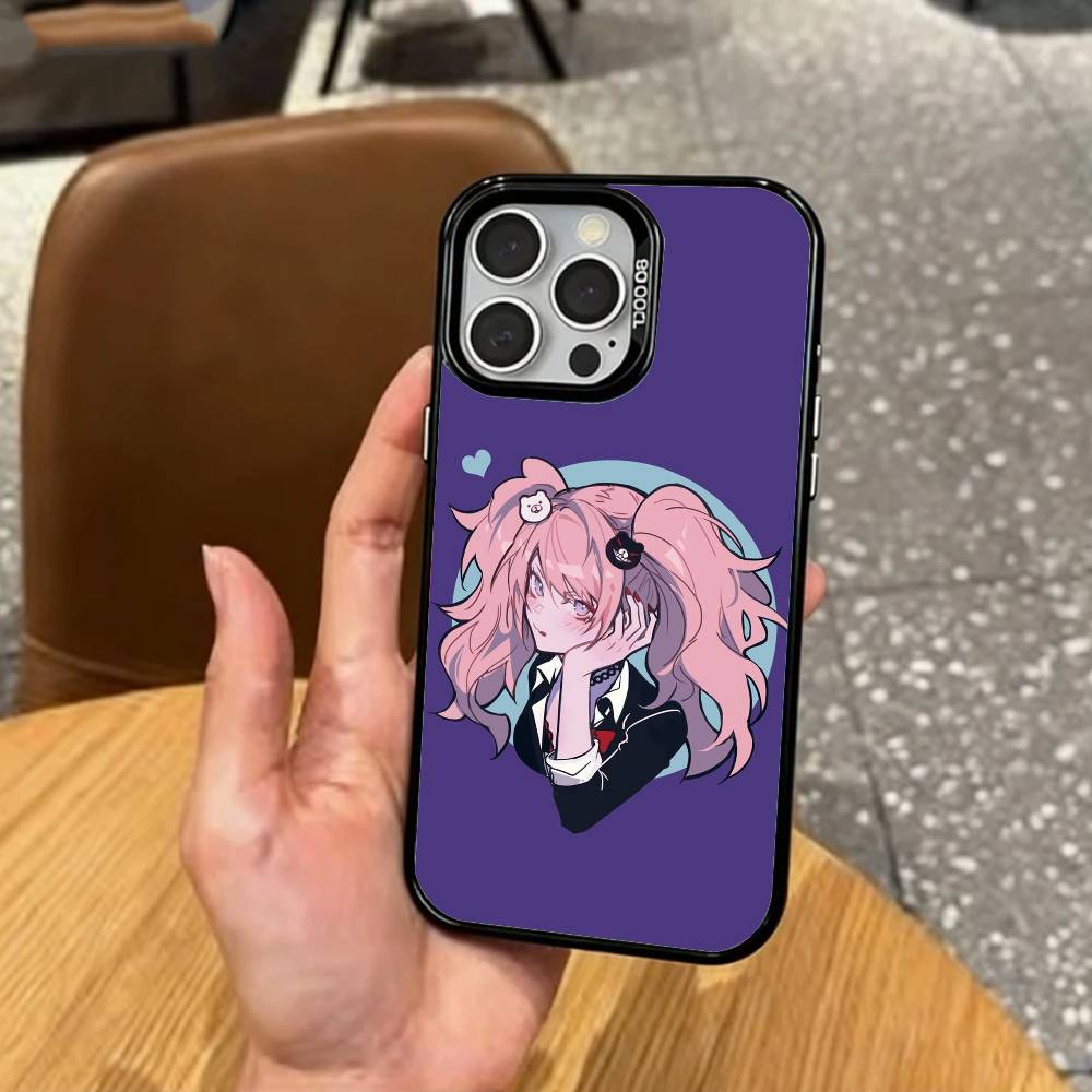 J-Junko E-Enoshima Anime Phone Case For iPhone17,16,15,14,13,12,11 Plus,Pro Max Colored Silver Plated Inside Cover