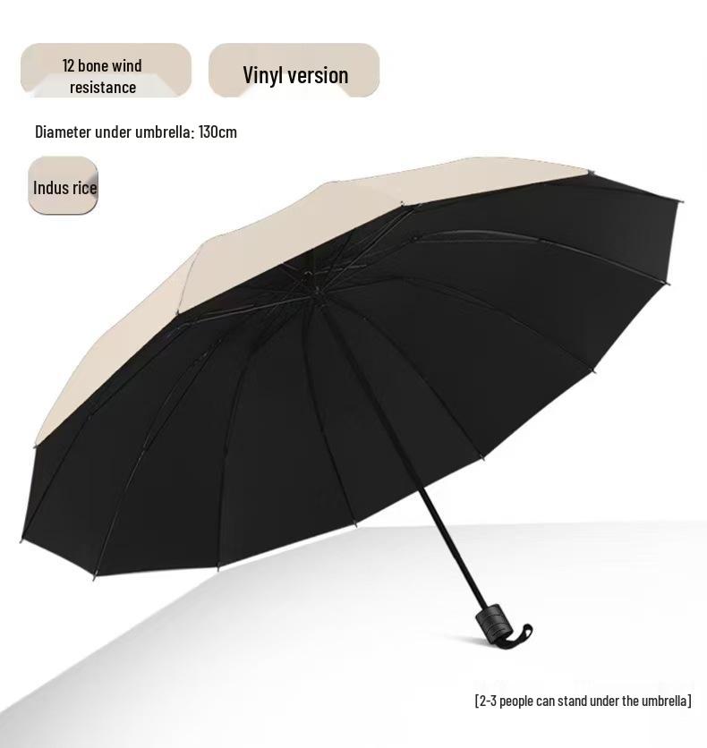 Полностью автоматический трехслойный зонт с черным клеем и защитой от УФ-лучей с логотипом для дождя или солнца