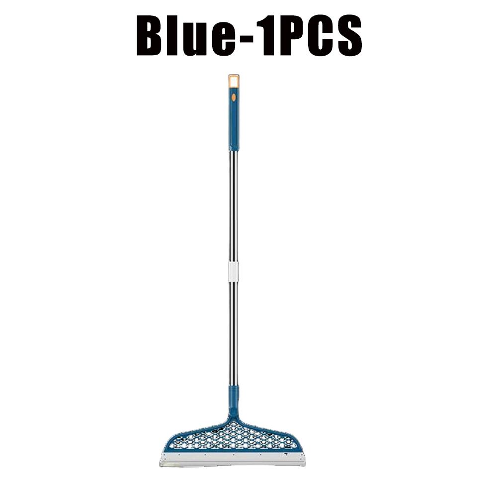 Long Handle Silicone Broom Waterproof Floor Scraper Pet Hair Catcher Multi Surface Cleaner for Bath Kitchen Hardwood Tiles