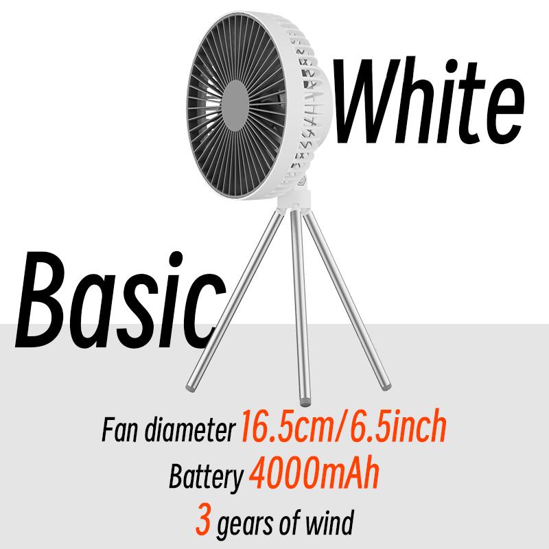 10000mAh Camping Fan Rechargeable Desktop Portable Circulator Wireless Ceiling Electric Fan with Power Bank LED Lighting Tripod