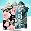 Microfiber Fabric Printed Hooded Beach Blankets For Adults Quick Dry Swimming Pool Poncho Towel