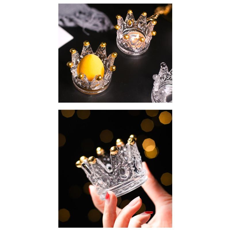 Vintage glass ashtray, living room decoration, mini storage items, photo props, crown candle holder ornaments