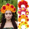 1Pc Day Of The Dead Artificial Marigold Hair Band Faux Chrysanthemum Headband Halloween Festival Party Flower Crown For Women