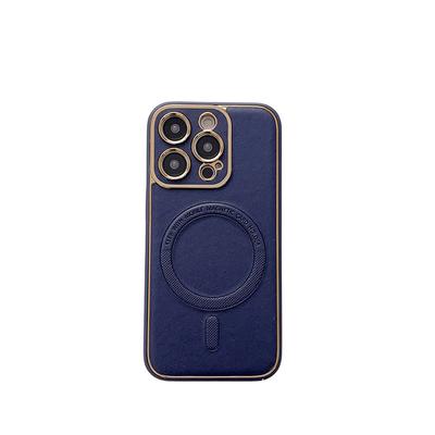 Чехол Magsafe с покрытием из искусственной кожи и логотипом для iPhone 12 11 13 14 Pro Max 14 Plus с жесткой задней панелью и магнитным противоударным чехлом