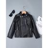 Boys and Girls Spring Autumn Turn-down Collar Diamond Quilted Zipper PU Jacket