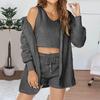Home Wear Long Sleeved Plush Casual Three Piece Set Jacket Vest Shorts Sports Suit