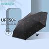 black five-fold compact uv protection umbrella with 6 ribs