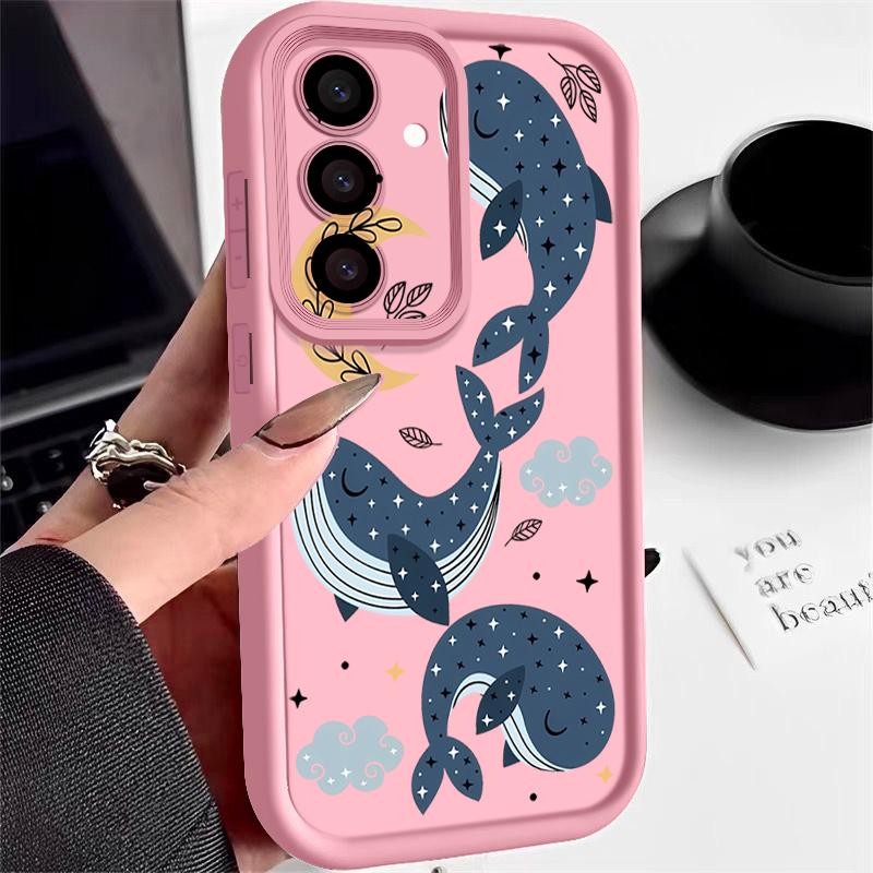 Чехол с рисунком китов и звезд для Samsung Galaxy A57 A37 A17 A56 A36 A26 A16 5G A55 A35 A15 A54 S21 FE S22 S23 S24 Plus S25 Edge S26 Ultra