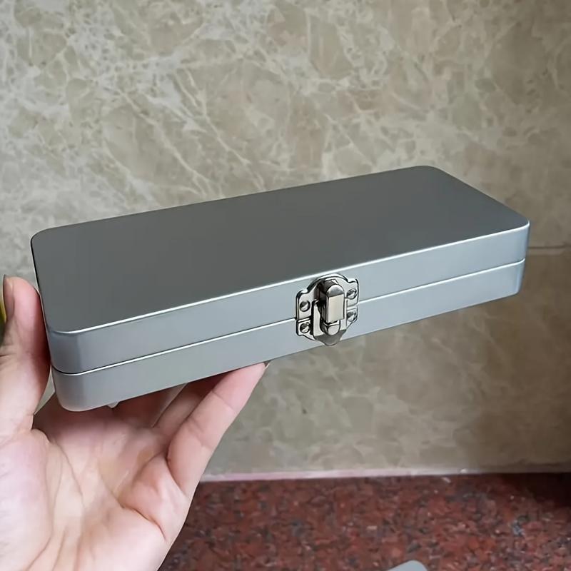 Прямоугольная Железная Коробка, Пенал для Инструментов, Хранение с Откидной Крышкой, Металлическая Упаковка Большой Емкости