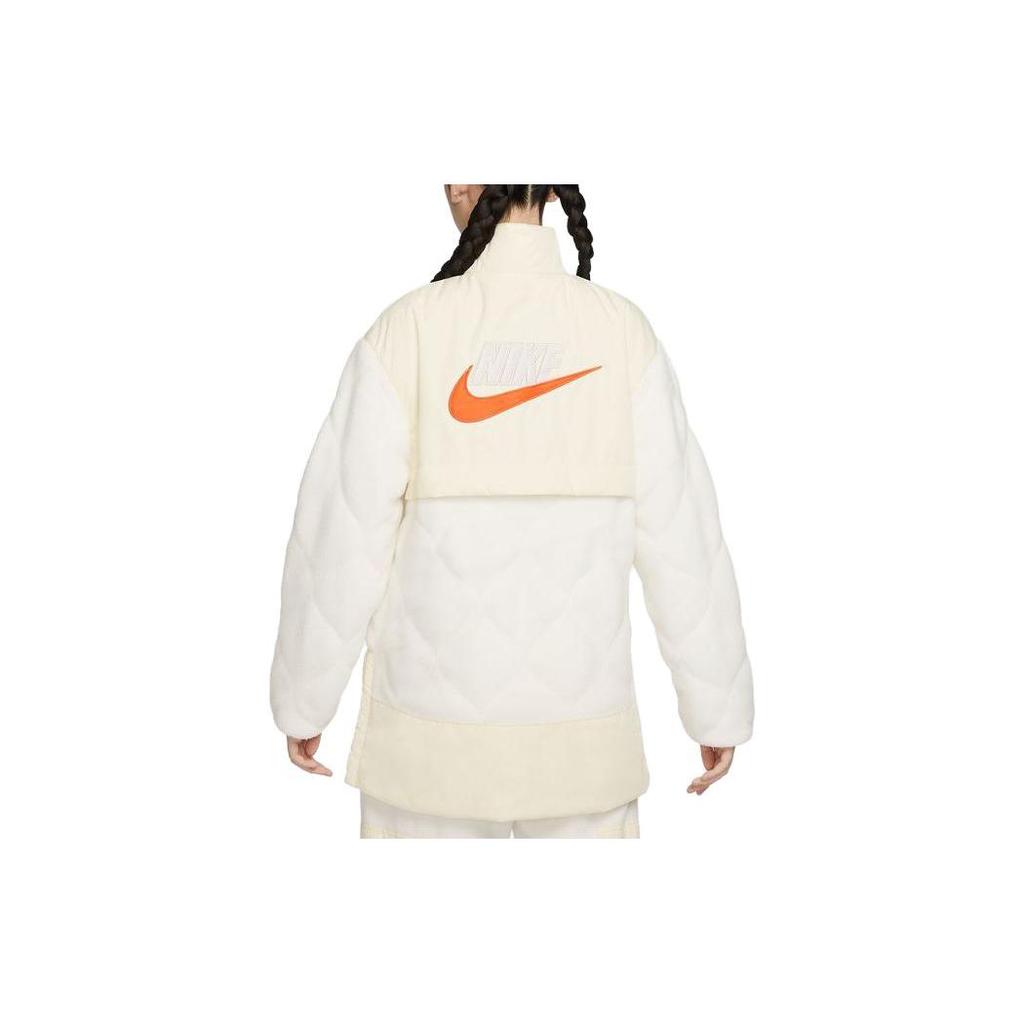 Nike Повседневная хлопковая куртка с цветными блоками и воротником-стойкой, женские куртки цвета кокоса и молока FB8688-113