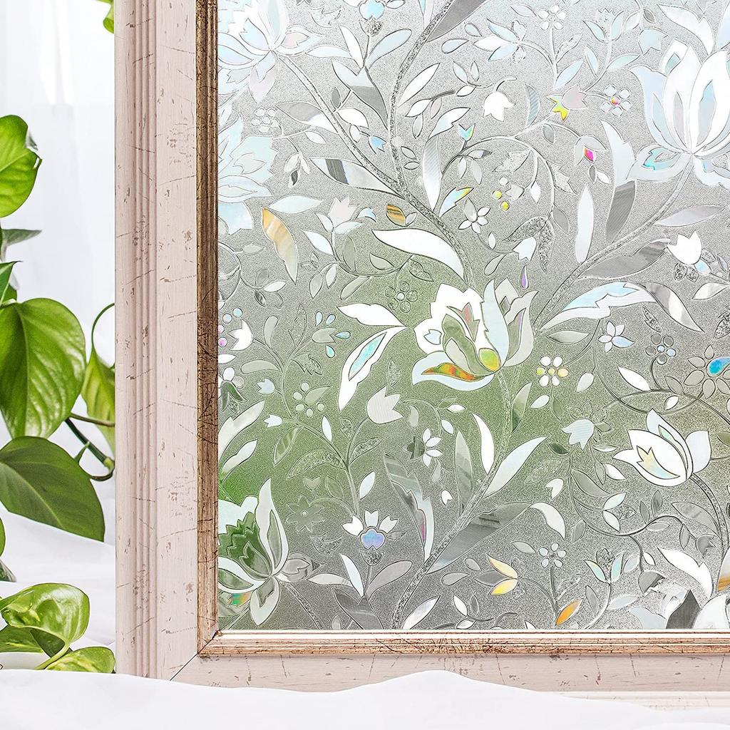 3D полупрозрачная радужная пленка для окон, витражное стекло, виниловая статическая самоклеящаяся пленка, терморегулирующие наклейки на окна для дома