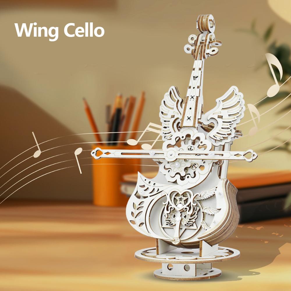 3D Пазл Деревянная Модель Виолончели Сделай Сам Сборка Скрипка Музыкальная Шкатулка Строительные Наборы Декор для Дома Гостиной Поделки Подарок для Взрослых Детей