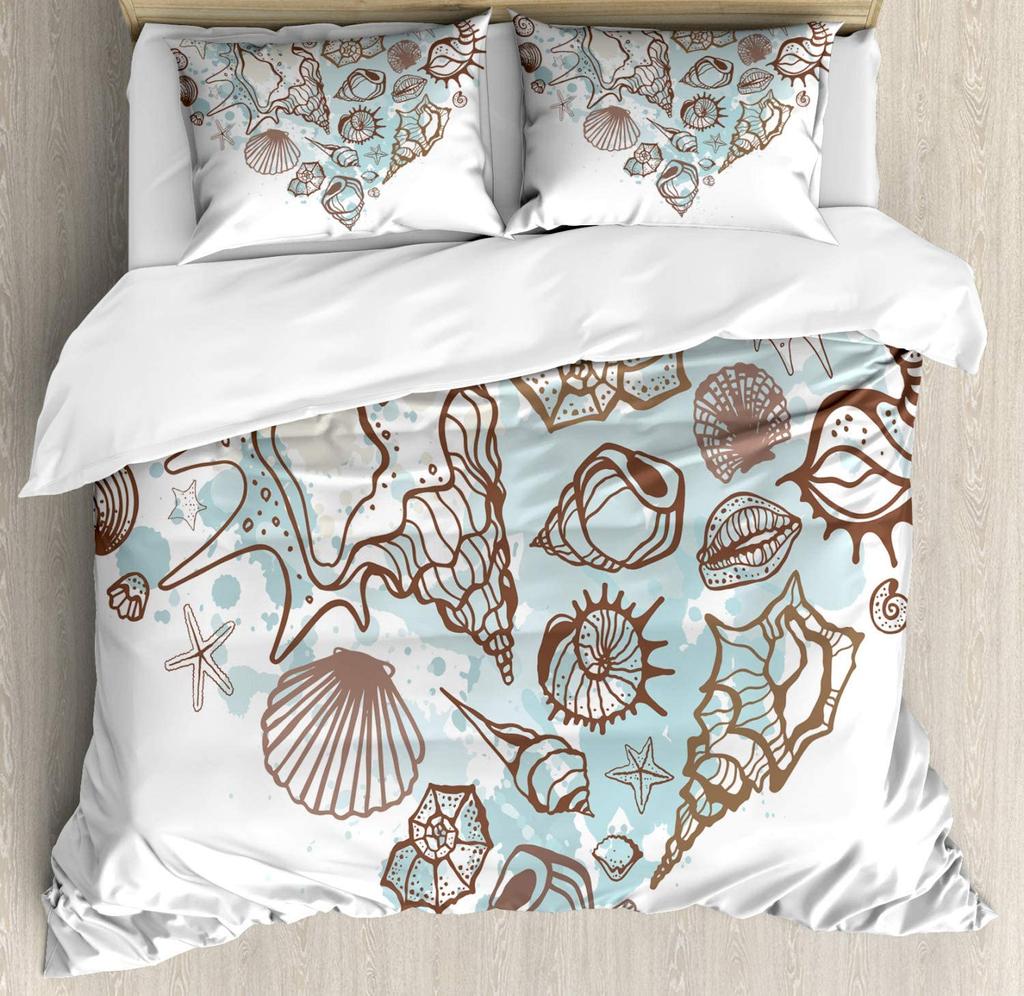 Starfish Duvet Cover King Queen Blue Ocean Bedding Set Beach Seaside Quilt Cover Sea Animal 2/3pcs Polyester Comforter Cover