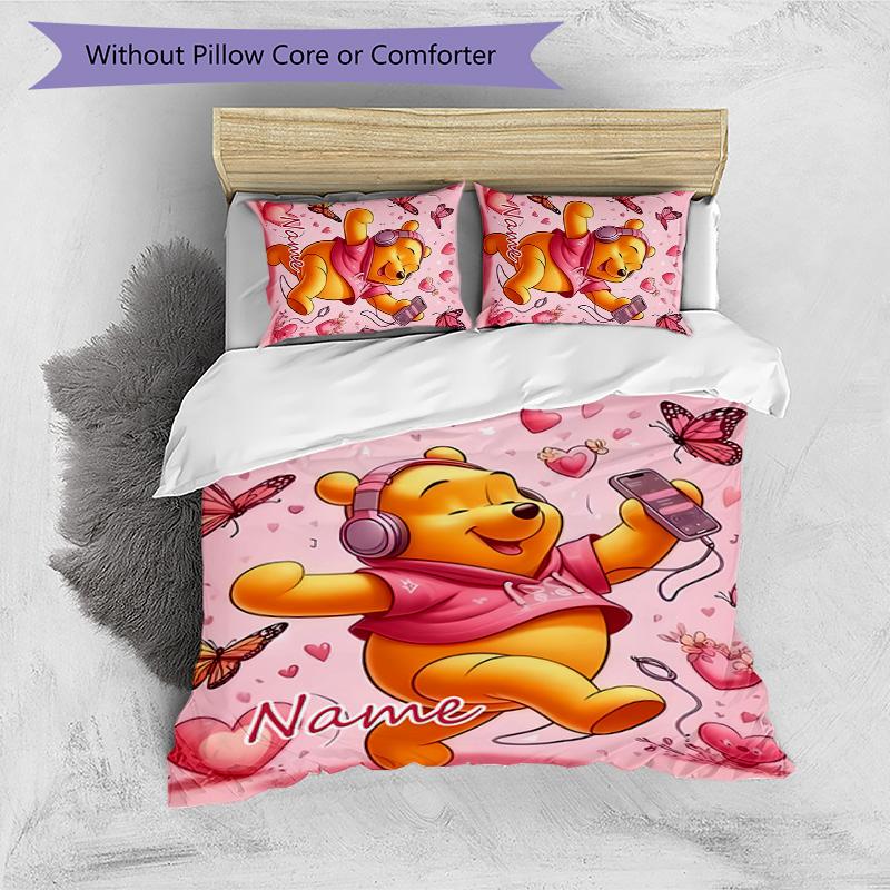 3pcs Winnie6 Cover Set - Personalized Name, HD Printed Bedding with 1 Cover and 2 Pillowcases - Perfect for Home Decor, Easy Care