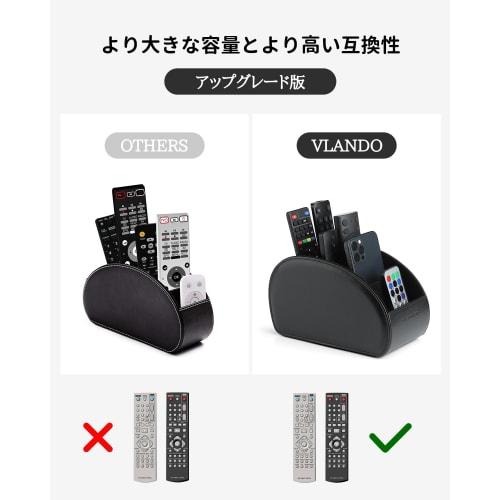 Vlando Remote Control Rack, Large, PU Leather, Remote Control Storage, Tabletop, 5 Compartments, Remote Control Stand, Stylish, Waterproof, Multi-func