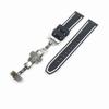Совместимый с Swatch x Omega резиновый ремешок с D-образной застежкой, двухстрочный (черные/белые линии)