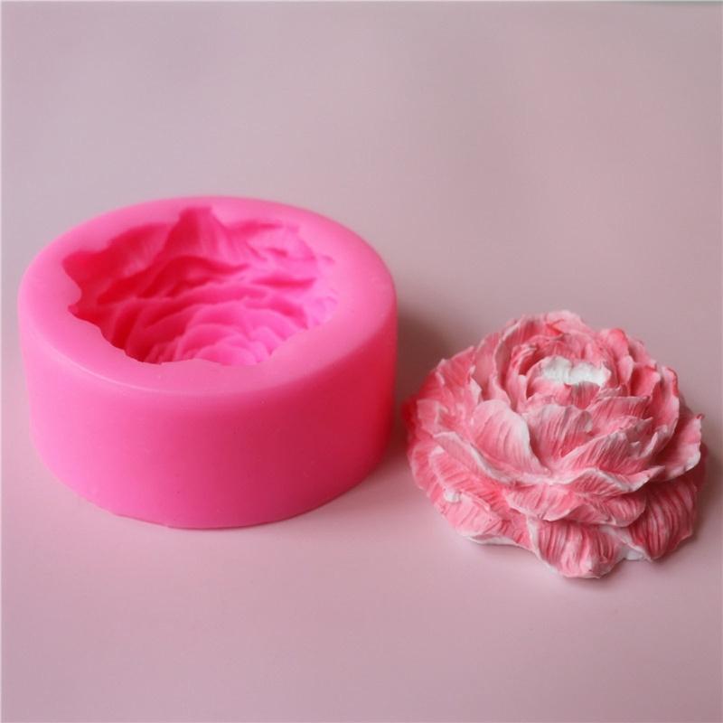 Peony Shape Silicone Fondant Moulds Flower Hand-Making Soap Candle Clay Moulds Cake Baking Decorating Tool Bakewares