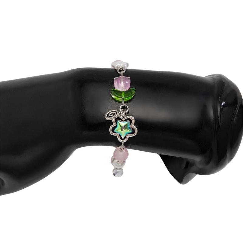 Модный браслет ручной работы с цветочными кисточками, цепочка с цветочным узором и бусинами, регулируемая длина, браслет, ювелирные изделия для женщин