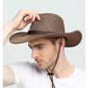 2021 New Outdoor Wide Brim Hat Men's Retro Classic Summer Cool Western Cowboy Hat All-match Linen Sun Hat