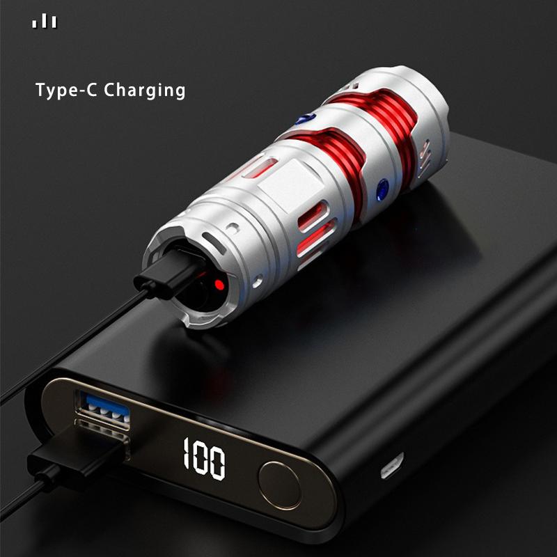 Портативный светодиодный фонарик с USB-зарядкой, гироскоп для пальцев для снятия стресса, уличный мини-фонарик из алюминиевого сплава, поисковый фонарь, фонарь для кемпинга