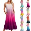 Женское длинное пляжное повседневное элегантное платье макси на тонких бретельках, сдержанное струящееся платье в стиле бохо с градиентным цветом