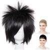 CaseEden NARUTO Sasuke Uchiha Crisis Core Final Fantasy VII FF7 Zack Fair DEATH NOTE L Косплей Парик короткий 35 см Термостойкий Чистый черный Черный Белый