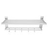 40cm Shower Shelf Foldable Aluminum Bathroom Towel Coat Rack with 5 Hooks Silver
