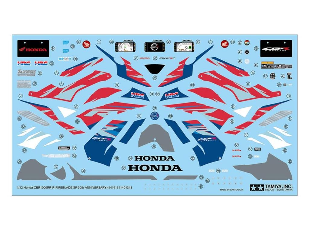 Tamiya Motorcycle Series 141 Honda FIREBLADE SP 30th Anniversary Plastic Model Kit 14141 1/12 No. CBR1000RR-R