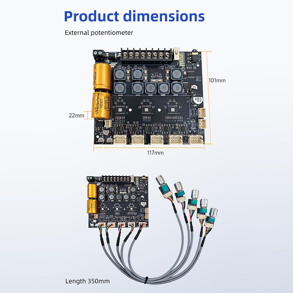 Улучшенная плата усилителя Bluetooth ZK-TB22 для двойного сабвуфера, DC 12-24V, 2.2 канала, 75W+75W+145W+145W, стерео, HiFi, динамик