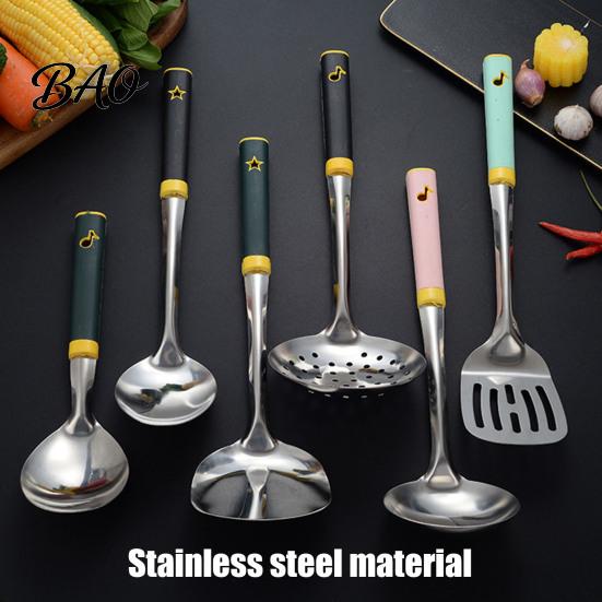 Multipurpose Cooking Spoons Stainless Steel Kitchen Utensil, Spatula Ladle Slotted Turner Rice Spoon, Ergonomic Handle Utensil Heat-Resistant