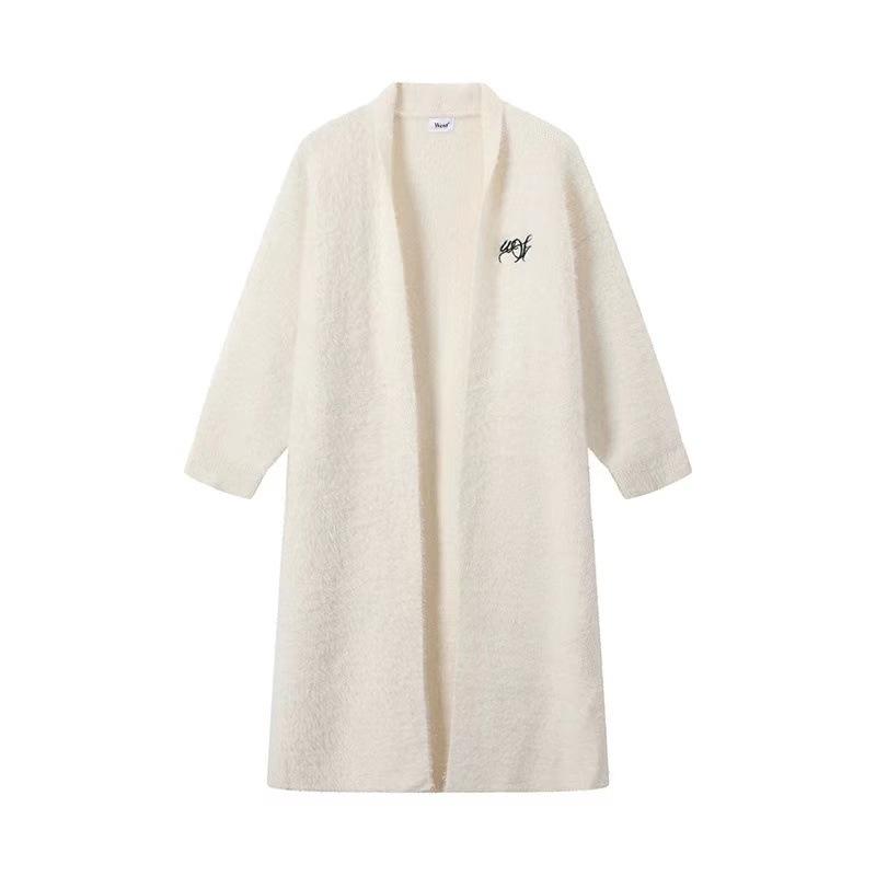 2024 новый осенне-зимний длинный кардиган из искусственной норки, женский ленивый темперамент, ленивое мягкое вощеное трикотажное пальто