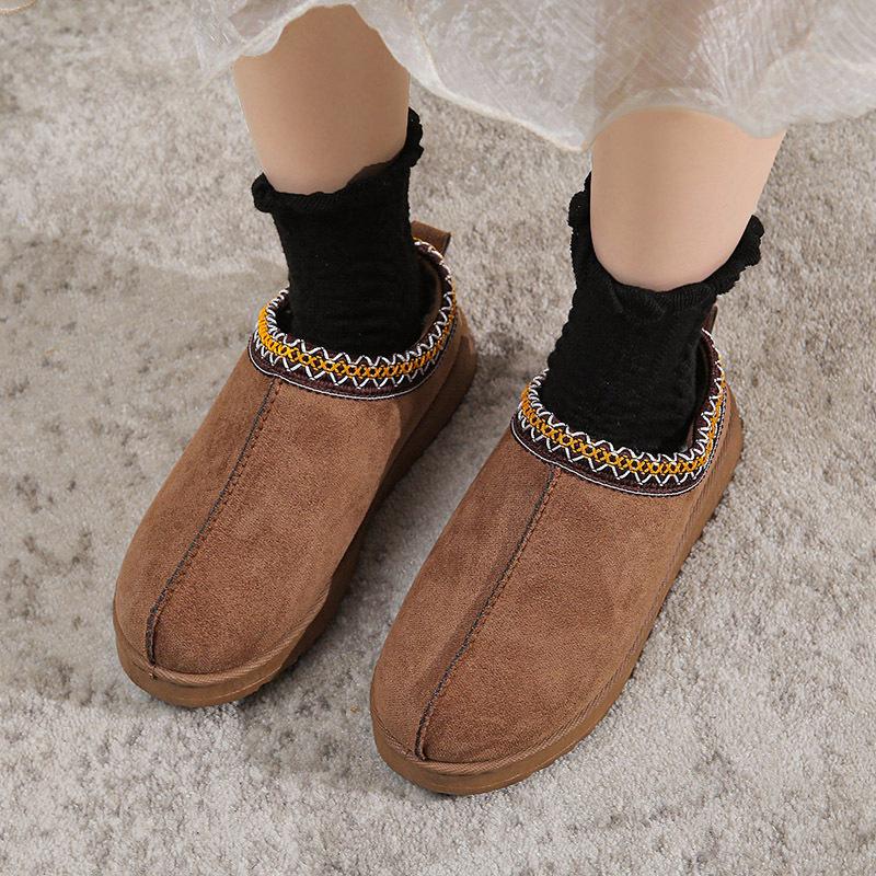 Women's Wool Slippers Warm Platform Wool Low-top Snow Boots Slippers Women's Outdoor Anti-Slip Boots Shoes for Women