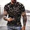 Viking Tattoo 3D Printing T-Shirt Men's Fashion Street Short Sleeve Tops Women Summer Pullover Oversized Tees Multiple Options