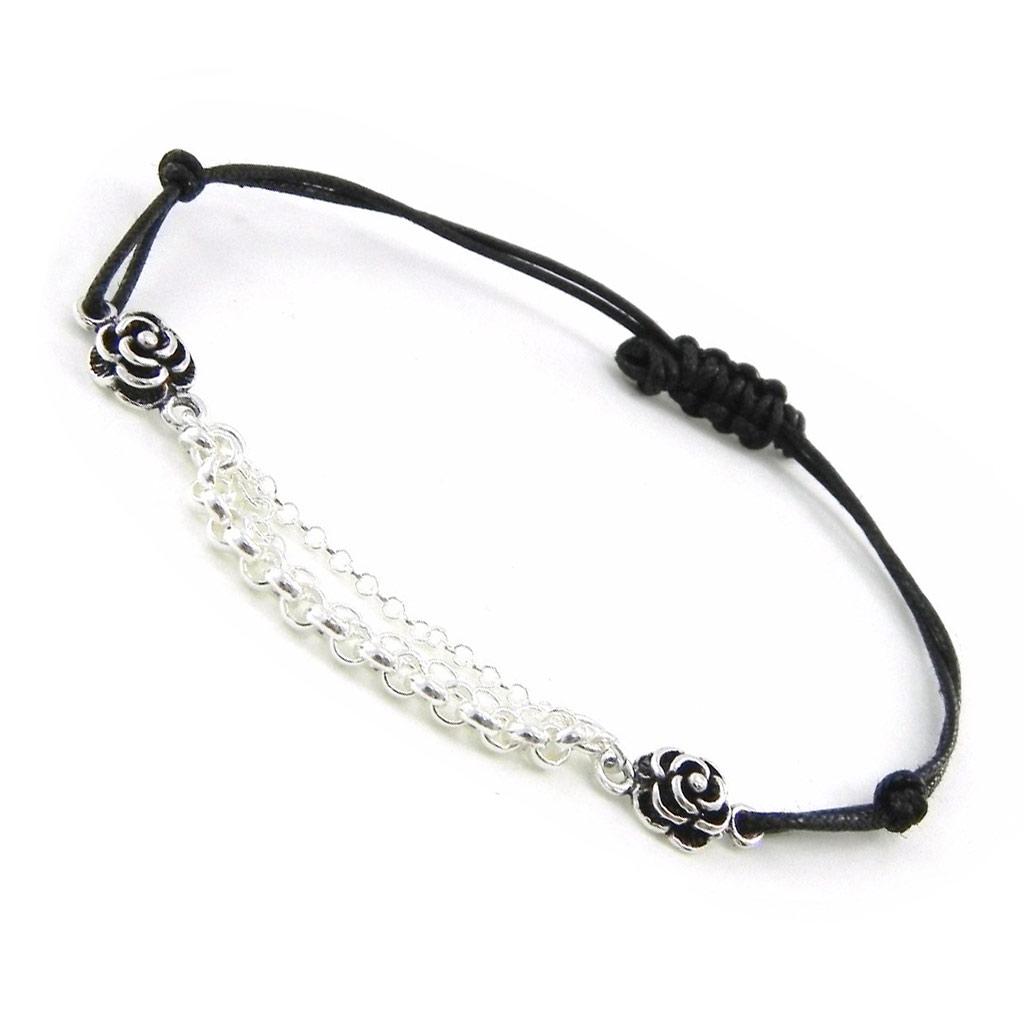 Les Trésors De Lily [I9114] - Silver Bracelet 'Flora' Black Silver - 55x6 Mm