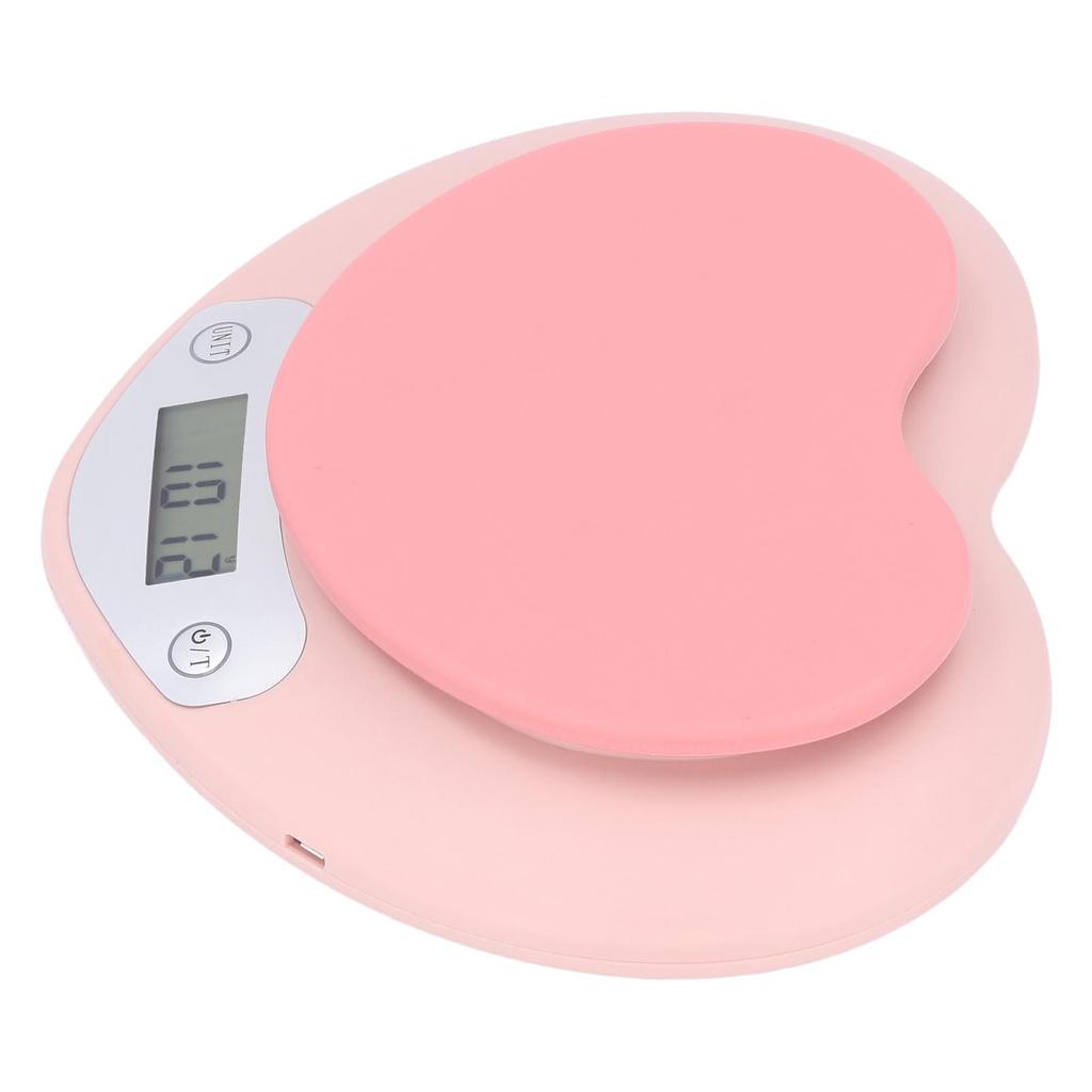 1g Accuracy Digital Kitchen Scale 5kg Household Small Heart Shape Rechargeable Food Scale for