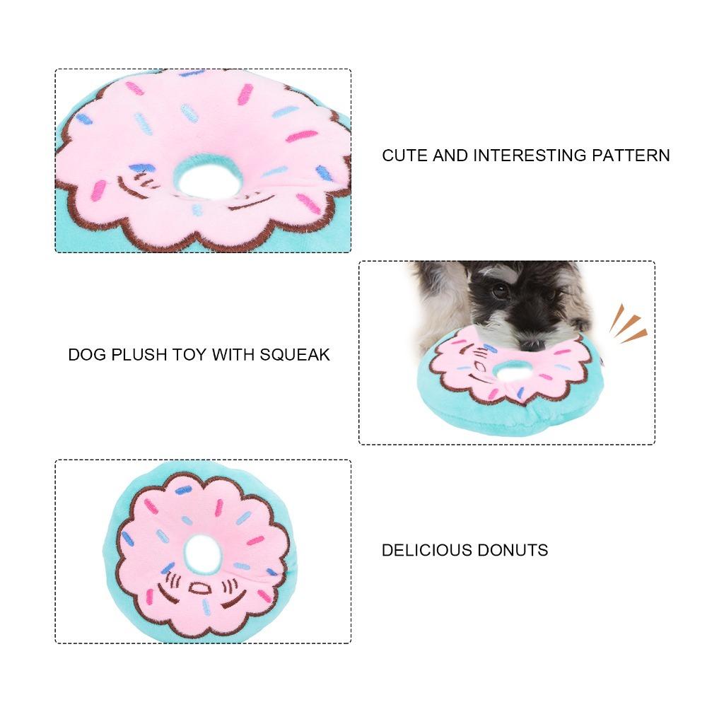 Plush Filled Donut Dog Toy Chew Tough Plush Pet Toy Interactive Dog Chew Toy Boredom Relief