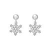 Temperament Inlaid Zircon Snowflake Artificial Pearl Drop Earrings For Women