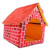 Pet House Foldable Bed Red Brick Chimney Cat Puppy Bed Tent Pet Removable Washable HouseRed