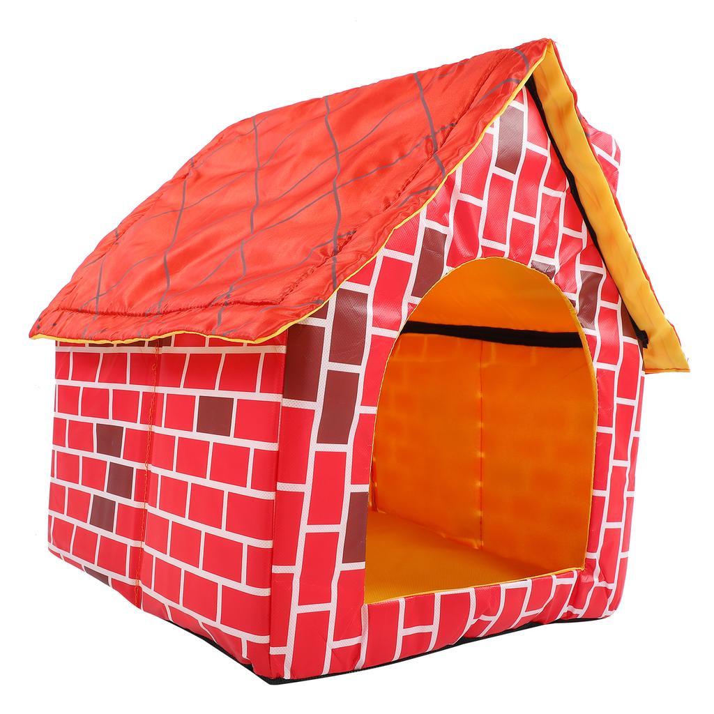 Pet House Foldable Bed Red Brick Chimney Cat Puppy Bed Tent Pet Removable Washable HouseRed