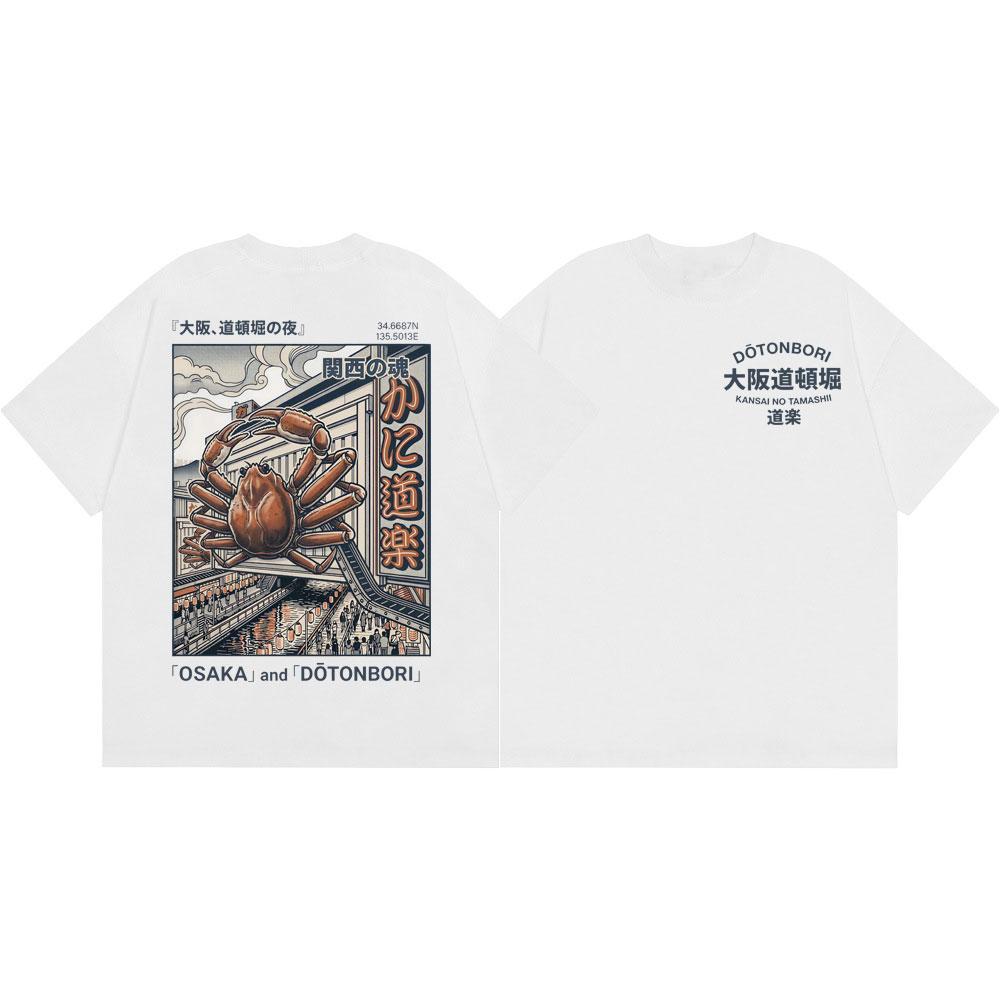 Osaka Dotonbori Crab Graphic T Shirts Harajuku Japanese Style Short Sleeve T-shirts Men Women Vintage Fashion T-shirt Streetwear